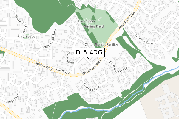 DL5 4DG map - large scale - OS Open Zoomstack (Ordnance Survey)