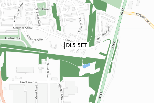 DL5 5ET map - large scale - OS Open Zoomstack (Ordnance Survey)