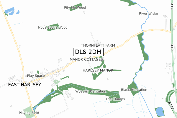 DL6 2DH map - small scale - OS Open Zoomstack (Ordnance Survey)