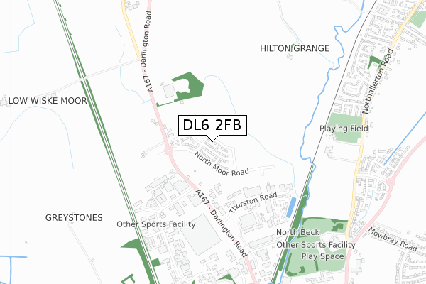 DL6 2FB map - small scale - OS Open Zoomstack (Ordnance Survey)