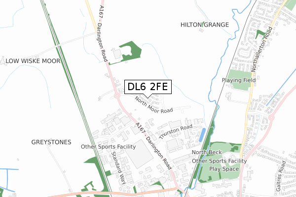 DL6 2FE map - small scale - OS Open Zoomstack (Ordnance Survey)