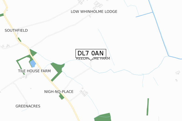 DL7 0AN map - small scale - OS Open Zoomstack (Ordnance Survey)