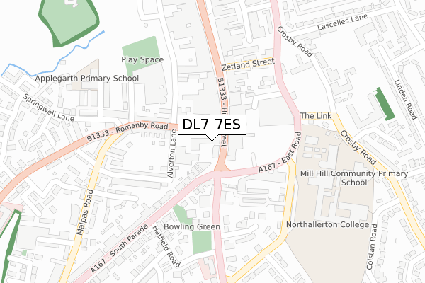 DL7 7ES map - large scale - OS Open Zoomstack (Ordnance Survey)