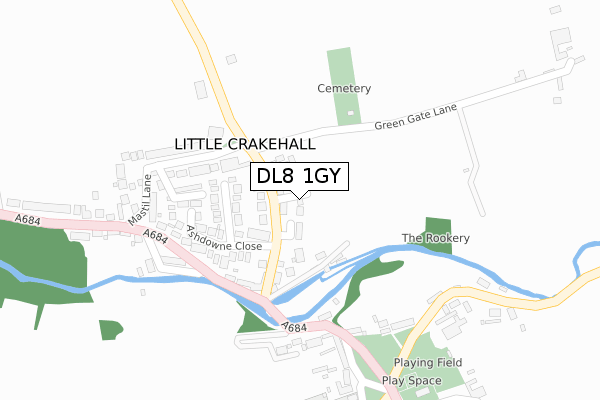 DL8 1GY map - large scale - OS Open Zoomstack (Ordnance Survey)