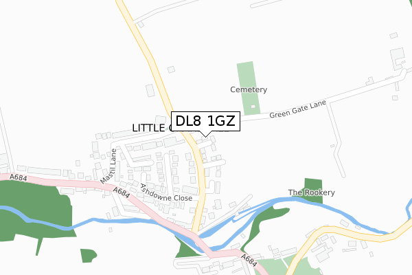 DL8 1GZ map - large scale - OS Open Zoomstack (Ordnance Survey)