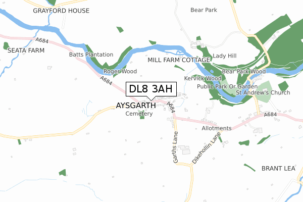 DL8 3AH map - small scale - OS Open Zoomstack (Ordnance Survey)