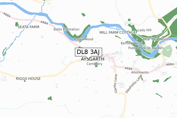 DL8 3AJ map - small scale - OS Open Zoomstack (Ordnance Survey)