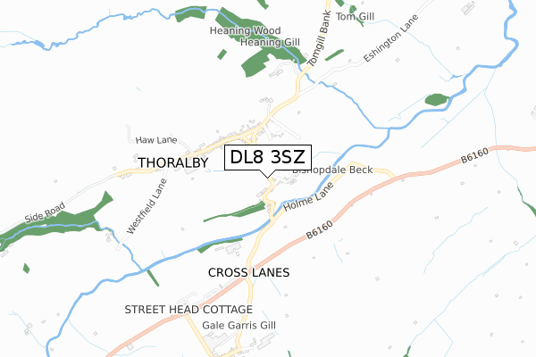 DL8 3SZ map - small scale - OS Open Zoomstack (Ordnance Survey)