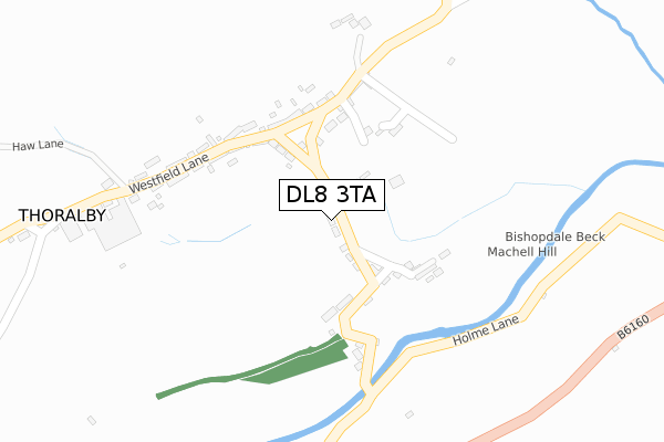 DL8 3TA map - large scale - OS Open Zoomstack (Ordnance Survey)