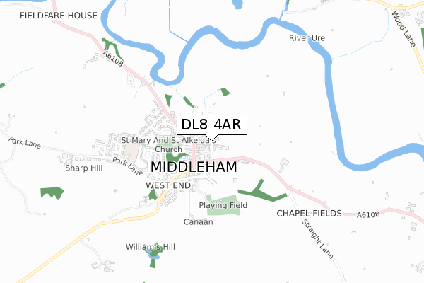 DL8 4AR map - small scale - OS Open Zoomstack (Ordnance Survey)