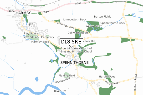 DL8 5RE map - small scale - OS Open Zoomstack (Ordnance Survey) DL8 5RE map - small scale - OS Open Zoomstack (Ordnance Survey)