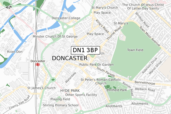 DN1 3BP map - small scale - OS Open Zoomstack (Ordnance Survey)