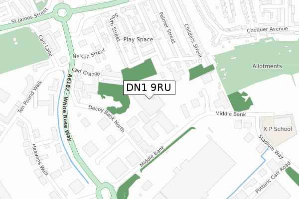 DN1 9RU map - large scale - OS Open Zoomstack (Ordnance Survey)