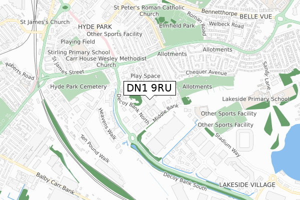 DN1 9RU map - small scale - OS Open Zoomstack (Ordnance Survey)