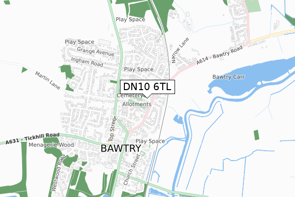 DN10 6TL map - small scale - OS Open Zoomstack (Ordnance Survey)