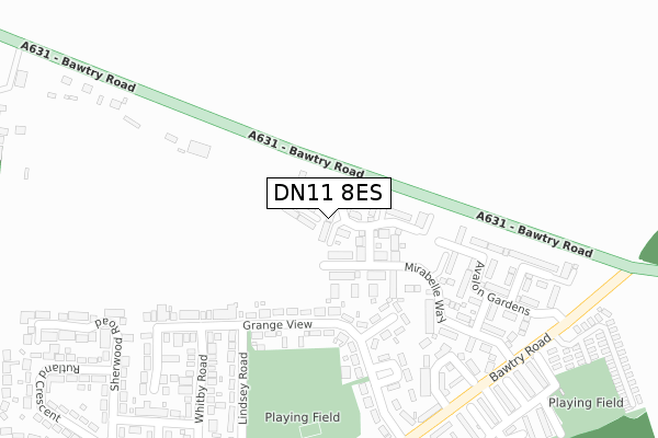 DN11 8ES map - large scale - OS Open Zoomstack (Ordnance Survey)