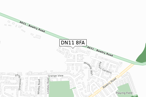 DN11 8FA map - large scale - OS Open Zoomstack (Ordnance Survey)