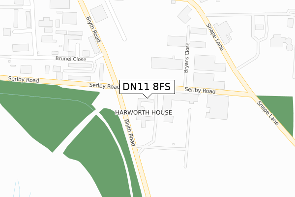 DN11 8FS map - large scale - OS Open Zoomstack (Ordnance Survey)