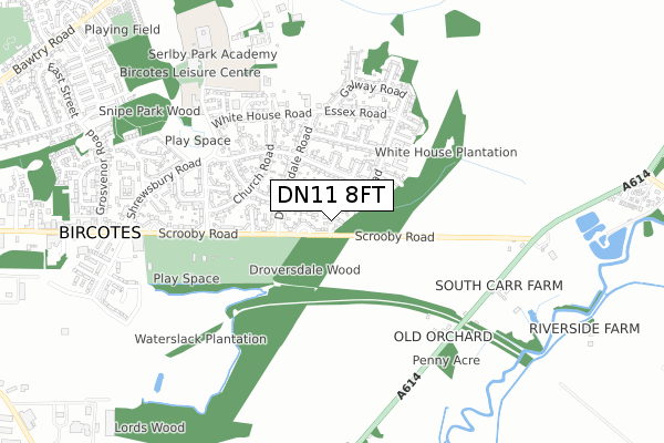 DN11 8FT map - small scale - OS Open Zoomstack (Ordnance Survey)