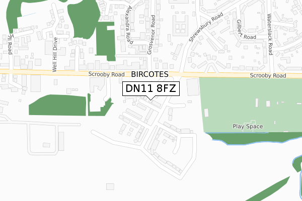 DN11 8FZ map - large scale - OS Open Zoomstack (Ordnance Survey)