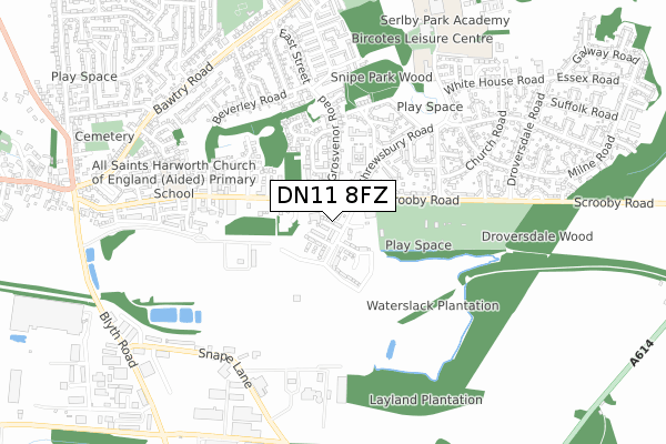 DN11 8FZ map - small scale - OS Open Zoomstack (Ordnance Survey)