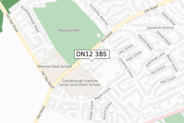 DN12 3BS map - large scale - OS Open Zoomstack (Ordnance Survey)