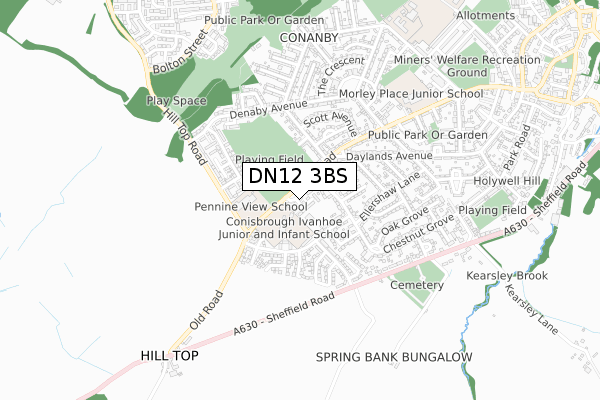 DN12 3BS map - small scale - OS Open Zoomstack (Ordnance Survey)