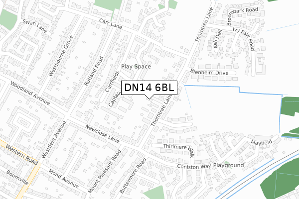 DN14 6BL map - large scale - OS Open Zoomstack (Ordnance Survey)