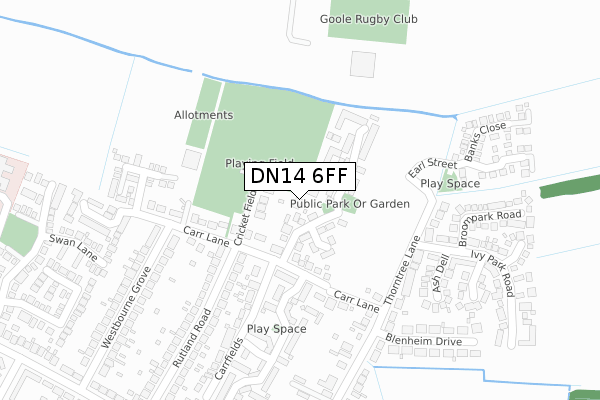 DN14 6FF map - large scale - OS Open Zoomstack (Ordnance Survey)