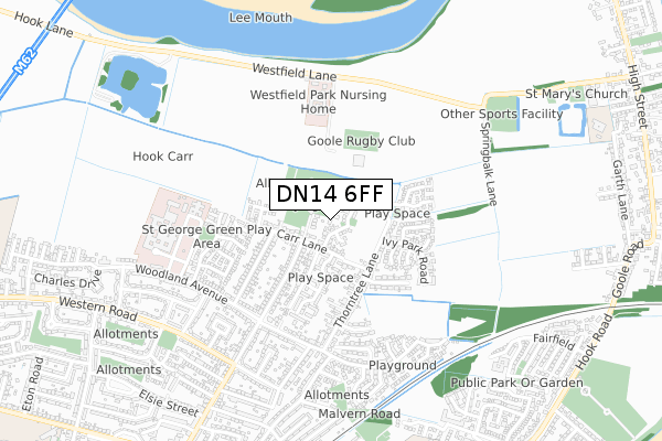 DN14 6FF map - small scale - OS Open Zoomstack (Ordnance Survey)
