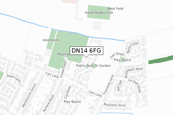 DN14 6FG map - large scale - OS Open Zoomstack (Ordnance Survey)