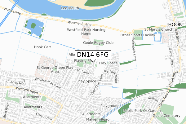 DN14 6FG map - small scale - OS Open Zoomstack (Ordnance Survey)