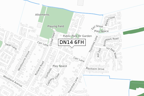 DN14 6FH map - large scale - OS Open Zoomstack (Ordnance Survey)