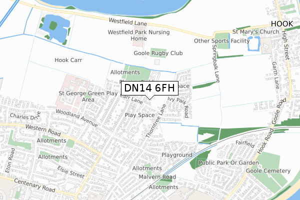 DN14 6FH map - small scale - OS Open Zoomstack (Ordnance Survey)