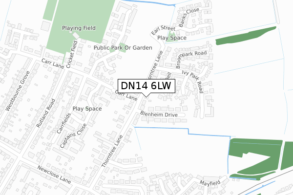 DN14 6LW map - large scale - OS Open Zoomstack (Ordnance Survey)