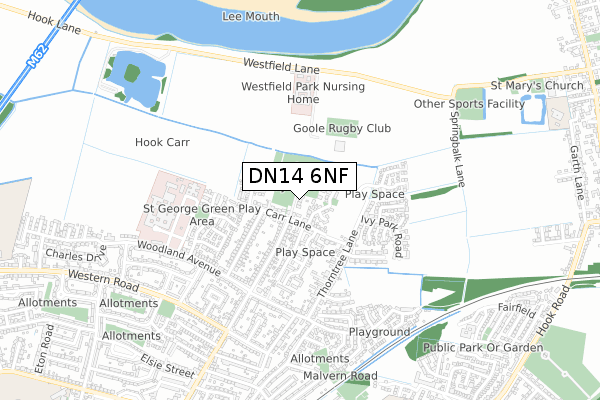 DN14 6NF map - small scale - OS Open Zoomstack (Ordnance Survey)