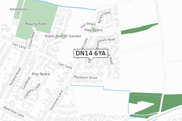DN14 6YA map - large scale - OS Open Zoomstack (Ordnance Survey)