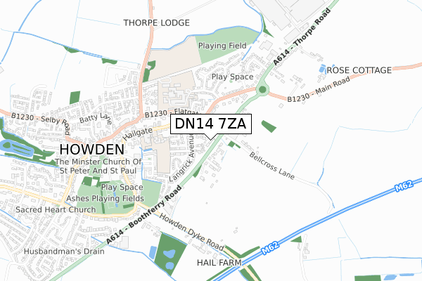 DN14 7ZA map - small scale - OS Open Zoomstack (Ordnance Survey)
