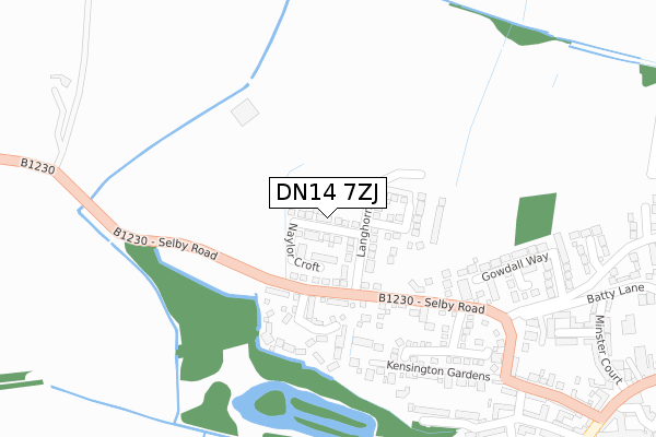 DN14 7ZJ map - large scale - OS Open Zoomstack (Ordnance Survey)