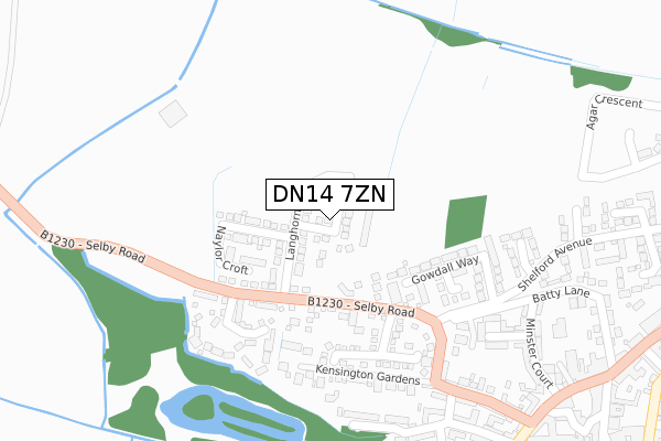 DN14 7ZN map - large scale - OS Open Zoomstack (Ordnance Survey)
