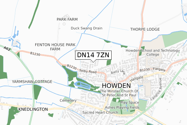 DN14 7ZN map - small scale - OS Open Zoomstack (Ordnance Survey)