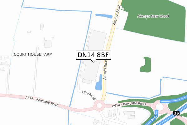 DN14 8BF map - large scale - OS Open Zoomstack (Ordnance Survey)
