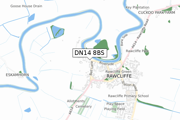 DN14 8BS map - small scale - OS Open Zoomstack (Ordnance Survey)