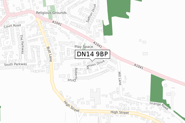 DN14 9BP map - large scale - OS Open Zoomstack (Ordnance Survey)