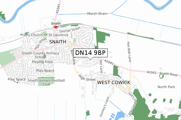 DN14 9BP map - small scale - OS Open Zoomstack (Ordnance Survey)