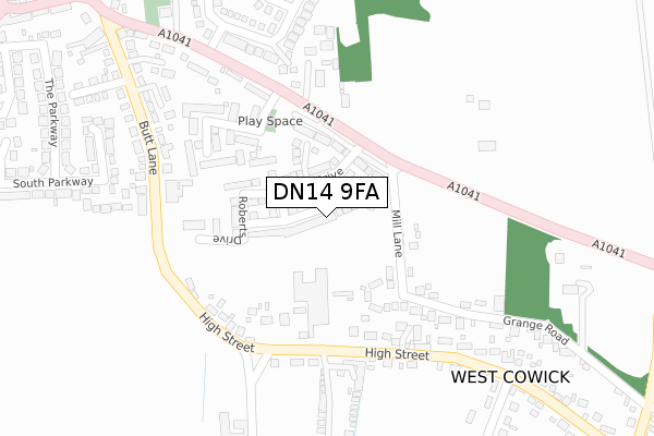 DN14 9FA map - large scale - OS Open Zoomstack (Ordnance Survey)
