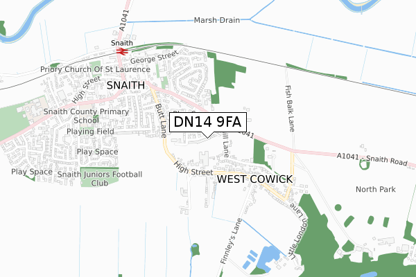 DN14 9FA map - small scale - OS Open Zoomstack (Ordnance Survey)
