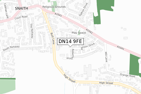 DN14 9FE map - large scale - OS Open Zoomstack (Ordnance Survey)