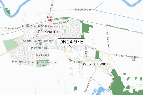 DN14 9FE map - small scale - OS Open Zoomstack (Ordnance Survey)
