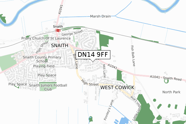 DN14 9FF map - small scale - OS Open Zoomstack (Ordnance Survey)
